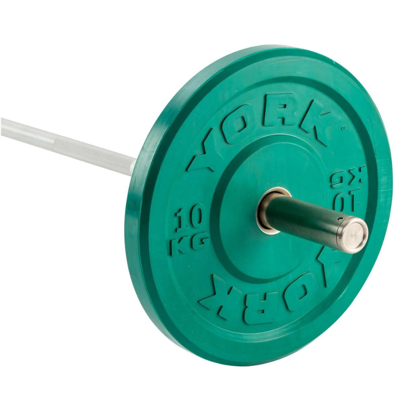 York Barbell Coloured Olympic Solid Rubber Bumper Plates green