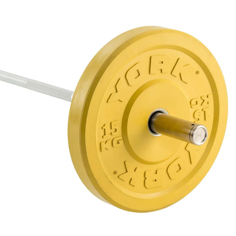 York Barbell Coloured Olympic Solid Rubber Bumper Plates yellow