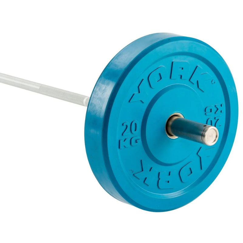 York Barbell Coloured Olympic Solid Rubber Bumper Plates blue