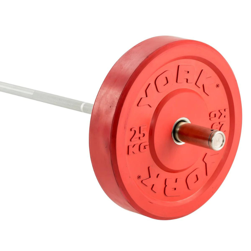 York Barbell Coloured Olympic Solid Rubber Bumper Plates red