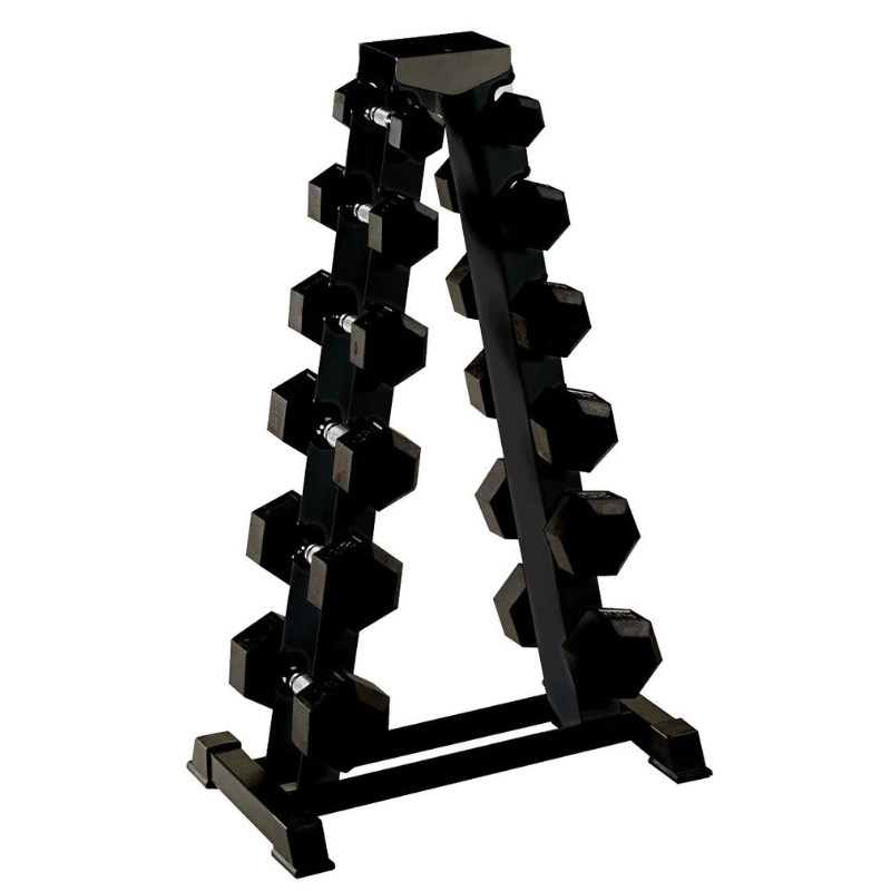 York Barbell 1.25 KG - 12.5 KG Rubber Hex Dumbbell Set  (including Frame Rack) - Prime Training Gear