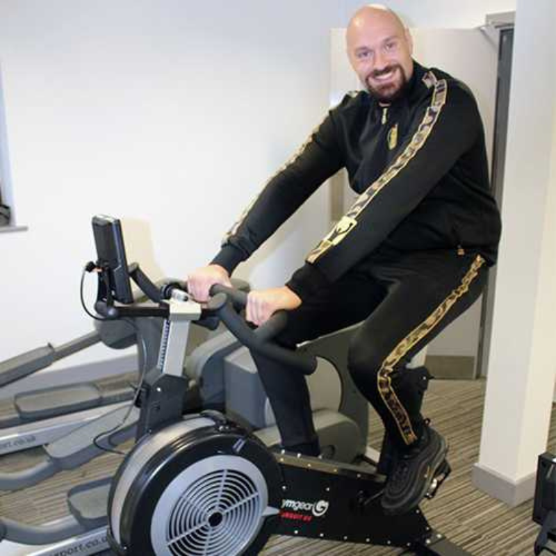 Tyson Fury on Gym Gear Pursuit 2.0 Exercise Bike